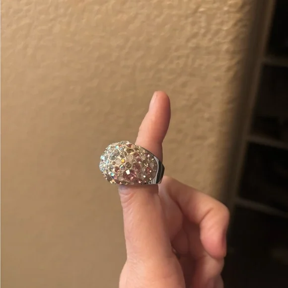 Swarovski Silver Multicolor Crystal Ring - Picture 3 of 4